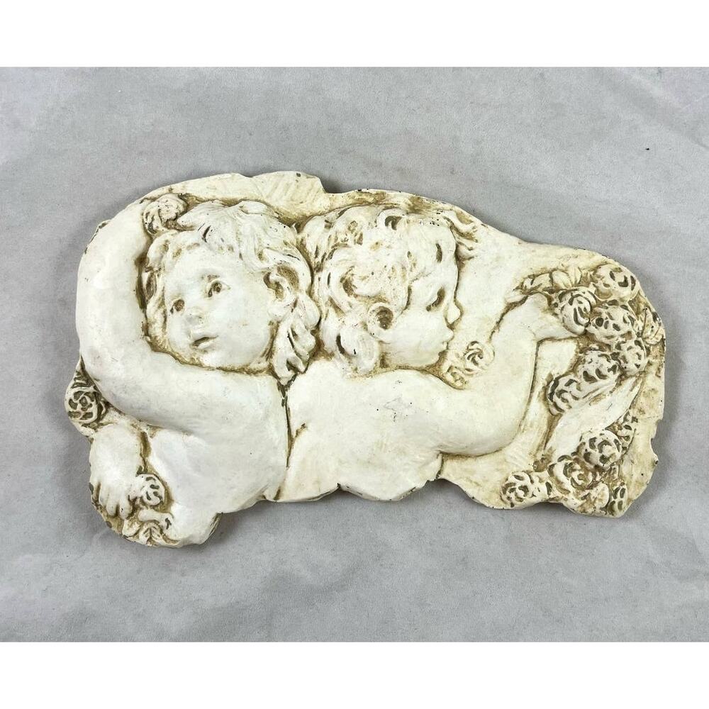 Hen Feathers Hand Cast Wall Plaque Children Garden Decor 10 x 6 Indoor Outdoor